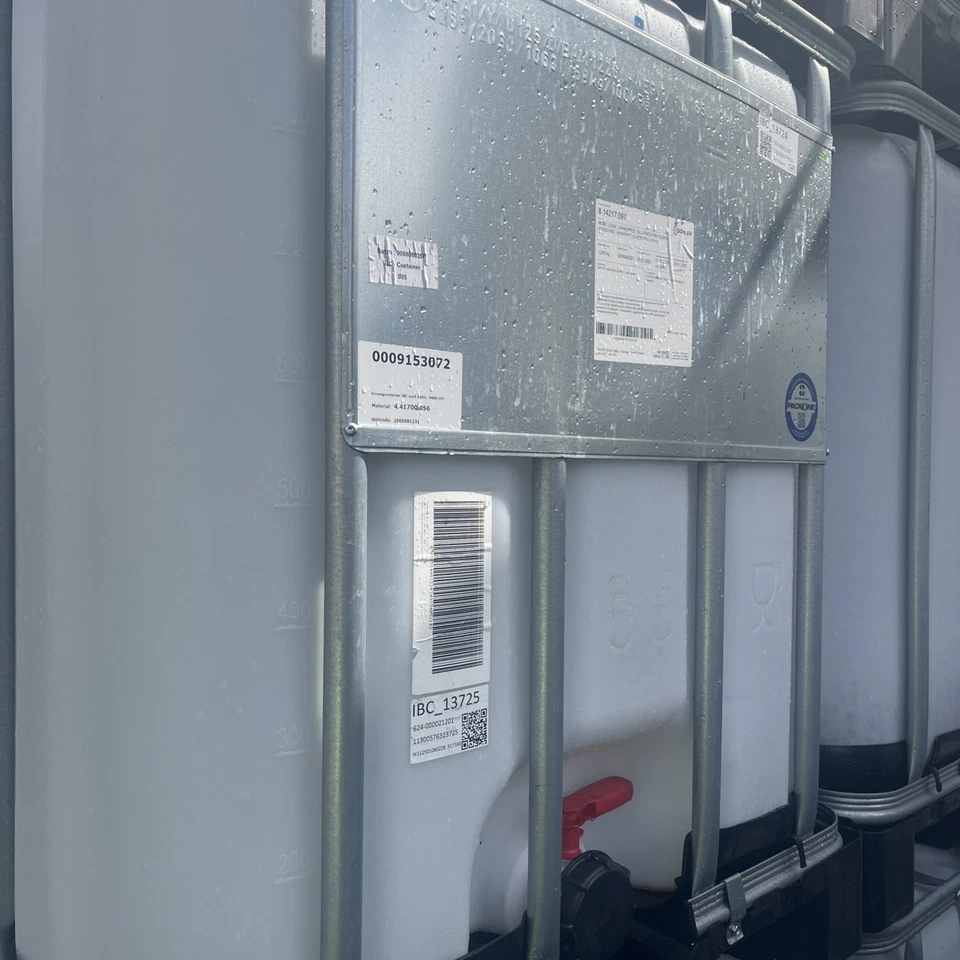 IBC 1000 Litre Plastic Water Container with Cage. Single use Ex Food Industry - Image 4 of 4