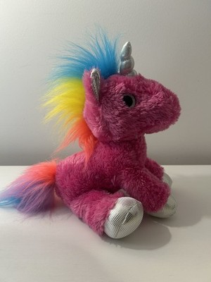 NWT Aurora Sparkle Tales Cosmic Pink Unicorn 12'' Plush Rainbow Mane Silver Horn
