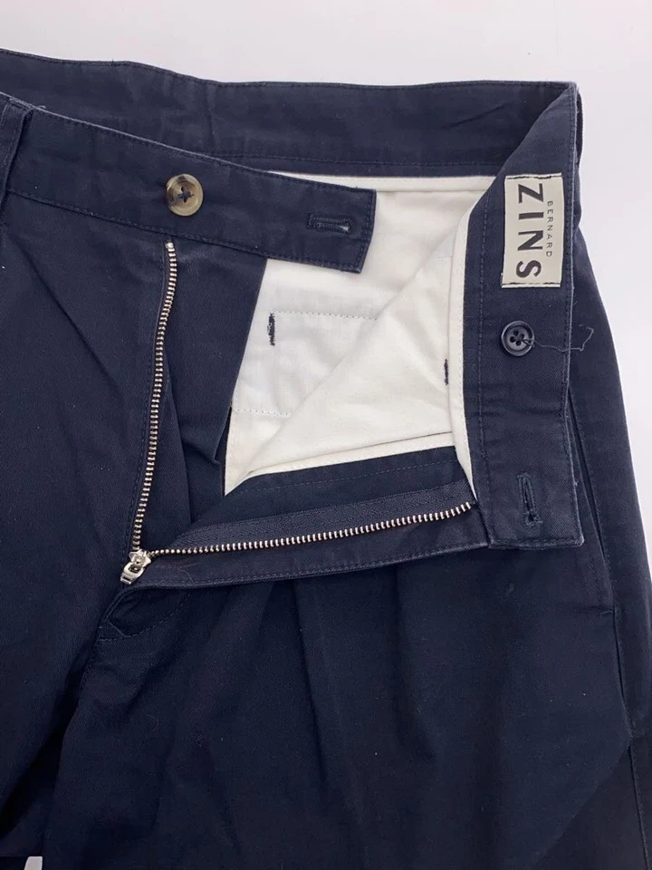 BERNARD ZINS Bottoms, Size 38, Cotton, NVY, Solid Color - Image 3 of 4