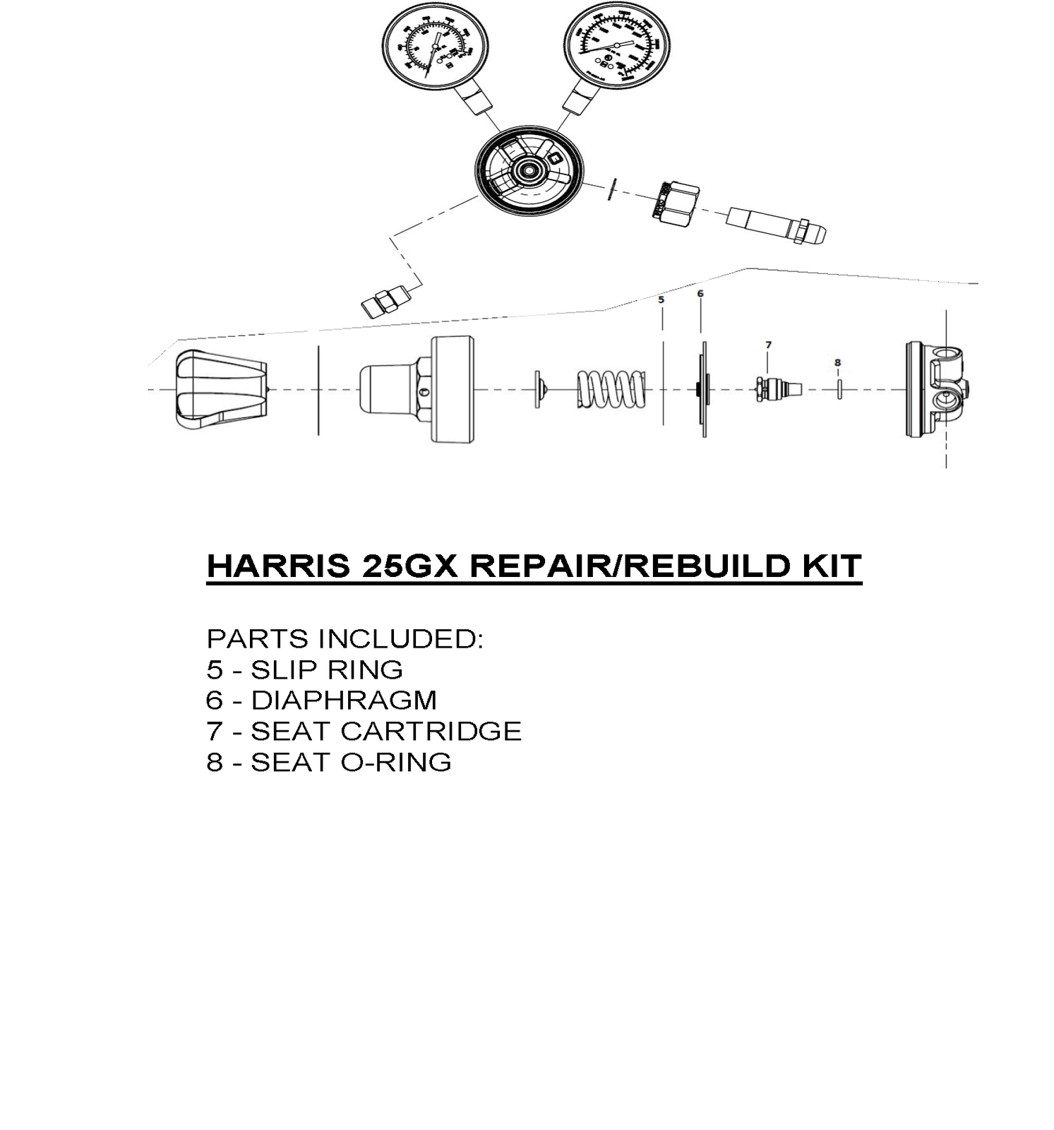 HARRIS 25GX REGULATOR REPAIR KIT (CHOOSE OXYGEN OR ACETYLENE) eBay