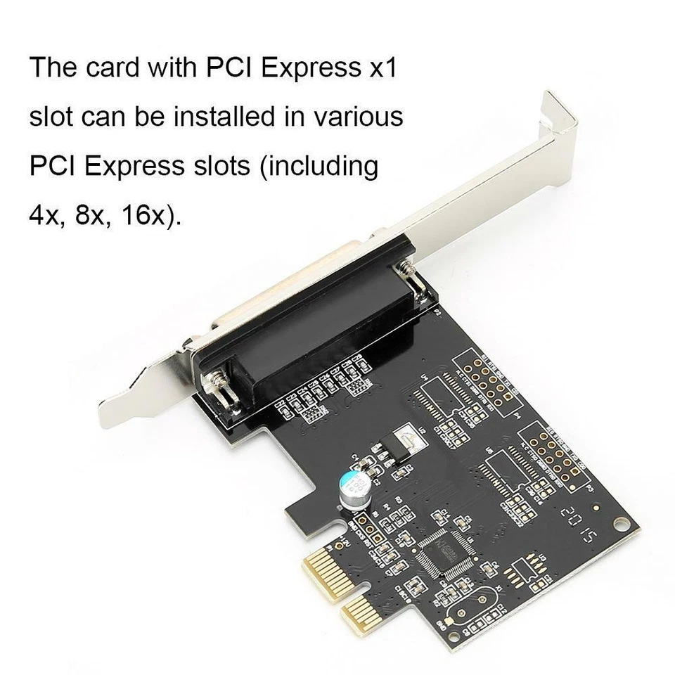 PCI-E Parallel Port DB25 LPT Printer Card Adapter Low  Bracket for Win10 - Image 2 of 4