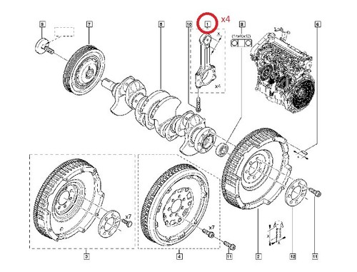 JUEGO DE BARRAS DE CONEXIÓN CONRODS RENAULT 1.5 DCI K9K (OE 7701475074) - Imagen 2 de 2