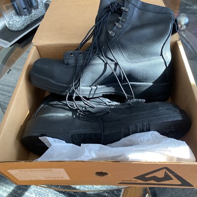 WELLCO Navy Black Safety Flight Deck Boot Style Vibram Leather Men 12XW NWT