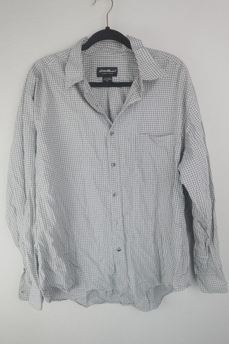 Eddie Bauer Herren XL Hemd mit Knöpfen Langarm kariert relaxed schwarz grau - Bild 1 von 6