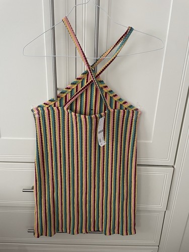 BNWT urban Outfitters Pink red Yellow Green Halterneck Dress Size - Picture 5 of 11