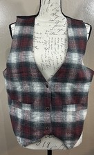 Ride Brand Vintage Women’s Vest Red Black Grey Plaid Lined 3 Buttons 2 Pockets