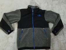Youth Boys Large The North Face Full Zip Fleece Jacket Black Gray Blue