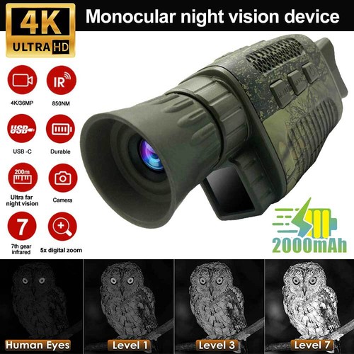 4K HD IR Night Vision Monocular Goggle Hunting 5X Digital Zoom Day/Night Camera - Picture 2 of 21