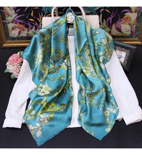 43" Women’s 100% Mulberry Silk Scarf Square Large Scarf Wraps Shawl KM0150 - Picture 21 of 97