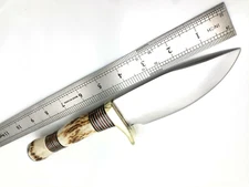 RARE CUSTOM HANDMADE   TACTICAL FIXED BLADE KNIFE ANTLER GRIP & COVER