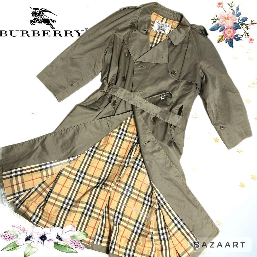 Burberry Olive Green Trench Coat Nova Check Lining Long Length Unused
