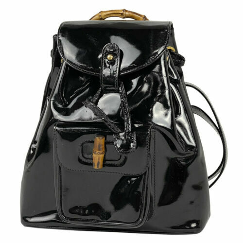 Gucci Backpack/Daypack Bamboo 003 1998 Nylon Patent Leather Gucci Backpack/Daypack Bamboo 003 1998 Nylon Patent Leather