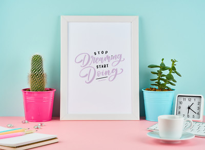 Stop Dreaming Start Doing Motivation Inspiration Wanddeko Zitat Druck