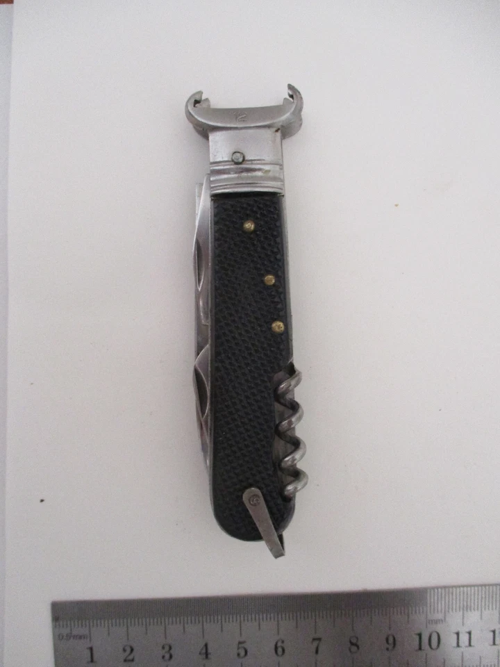 ANCIEN COUTEAU PLIANT MULTIFONCTIONS TONERINI SCARPERIA INOX COUTEAU CHASSE - Photo 2/4