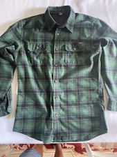 Eddie Bauer Travex Flannel Shirt Mens M Grn Tartan Button Up Long Sleeve Hiking