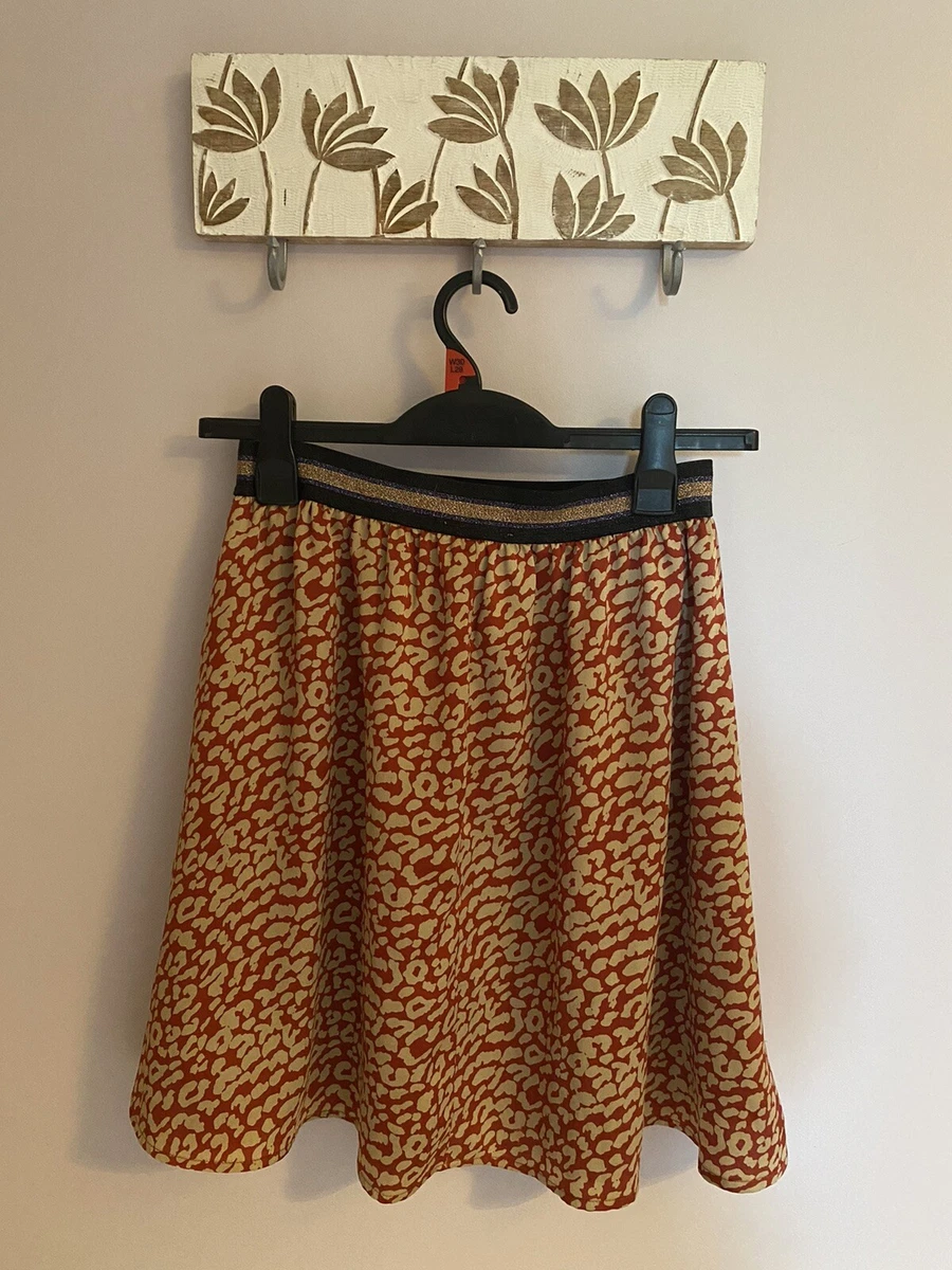 Grace Mila Women s Orange Leopard Print Skirt Size Small eBay