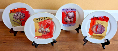 Set of 4 Rosanna 8'' Salad Plates: Artichoke Garlic Onion Tomato ''Olive Oil'' Set