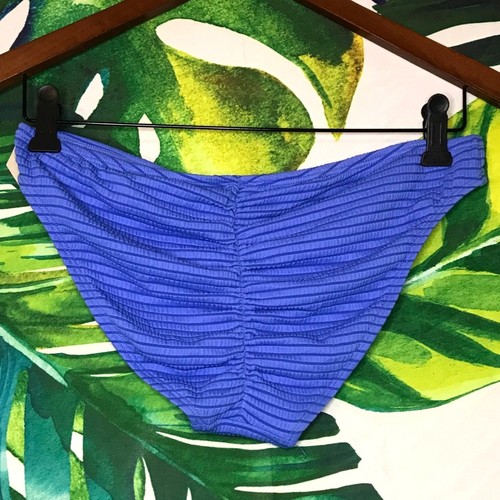 NWT $26 SO Junior Large Blue Ruffle Edge Ribbed Ruched Bikini Summer Swim Bottom - Picture 3 of 5