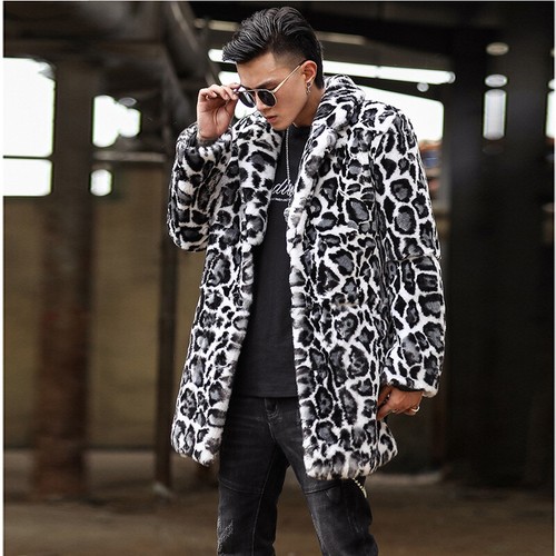 Winter Fur Rex Rabbit Fur Mens Coat Mid-length Fur Leopard Thickened Windbreaker - Picture 26 of 26