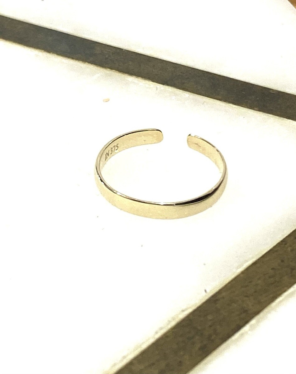 9ct Solid Yellow Gold Toe Ring – Plain, Easy Fit, Size P, Brand New With Tags
