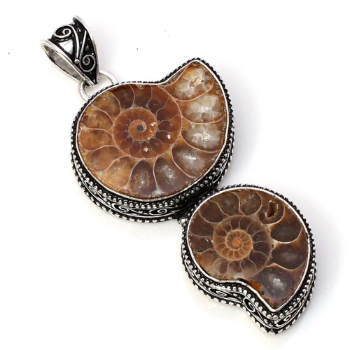 Ammonit Edelstein 925 Sterlingsilber Handarbeit Schmuck Anhänger 2,7" - Bild 4 von 7