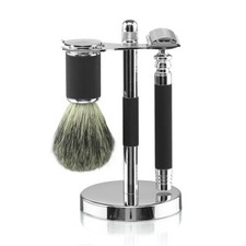 Van Der Hagen Knurled Knight Platinum Shave Set
