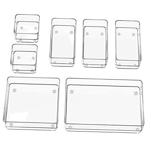 7-Piece Drawer Organizer with Non-Slip Silicone Pads, 4-Size Desk Drawer 7 PCS