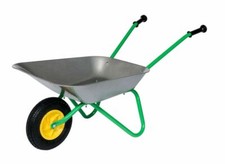 Rolly Kids Metal Wheelbarrow Silver Green Childrens Outdoor Garden Activity
