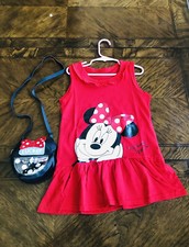 Girls Princess Disney minnie mouse 100 cotton Dress Nd cute minnie bag set 2pcs