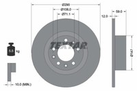 Textar 2X Bremsscheibe Hinten Ø290 Mm Beschichtet FüR Peugeot 508 SW I 8E_ 2.0