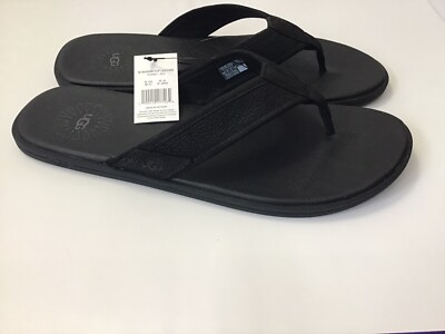 UGG M Seaside Flip Tasmania ブラック 11 New UGG Seaside Flip Sandals - Black Leather, Size 13 M US
