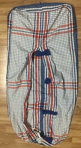 Plaid Vintage Toby Tanner Hanging Zip Up Garment Bag W Bows Luggage Red Blue - Picture 9 of 10