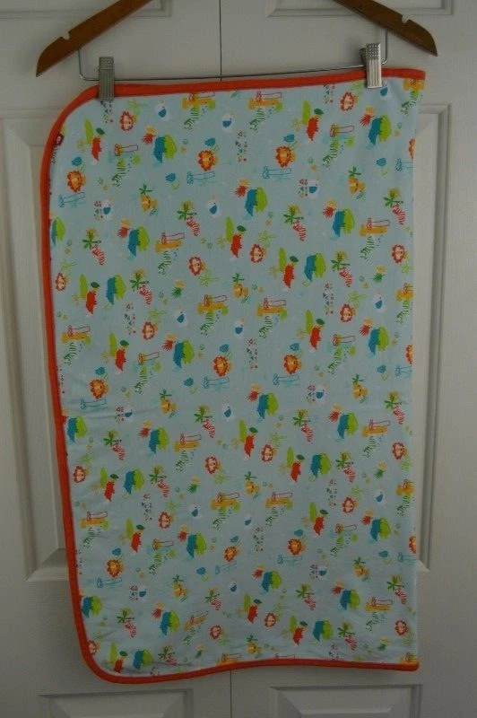 Zutano Safari Animal Manta Bebé Naranja Azul Verde Rayas León Cebra Rinoceronte Foto 3 de 4