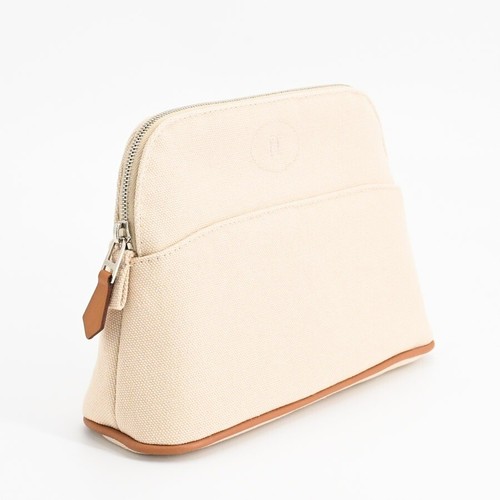 HERMES Bolide Pouch Mini Pouch Canvas Ivory With Box Authentic - Picture 2 of 5