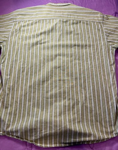 Cabelas Mens Button Down Short Sleeve Shirt XL Tall Green Stripes - Picture 4 of 12