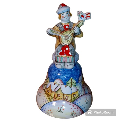 Russian Russia Clay Folk Art Bell Music Minstrel Hand Painted Cozy