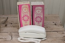   VINTAGE WHITE STROMBERG SLENDERET PUSH BUTTON WALL MOUNT PHONE WITH BOXES  