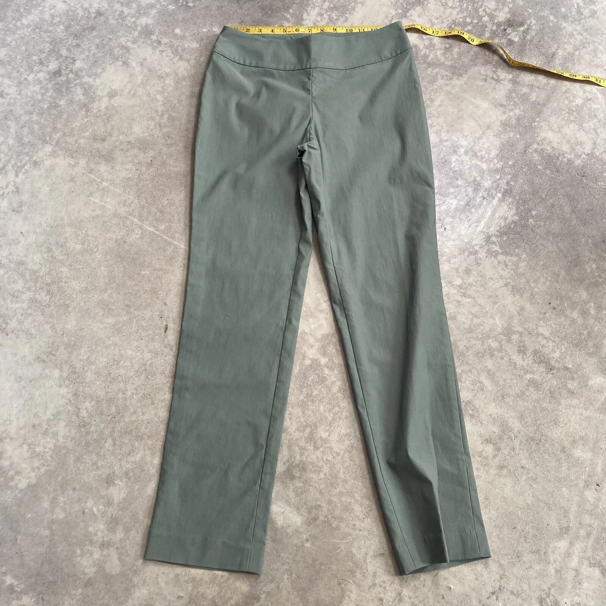 Nic Zoe Pants Womens 6 Green Mid Rise Straight Leg Side Zip Trouser