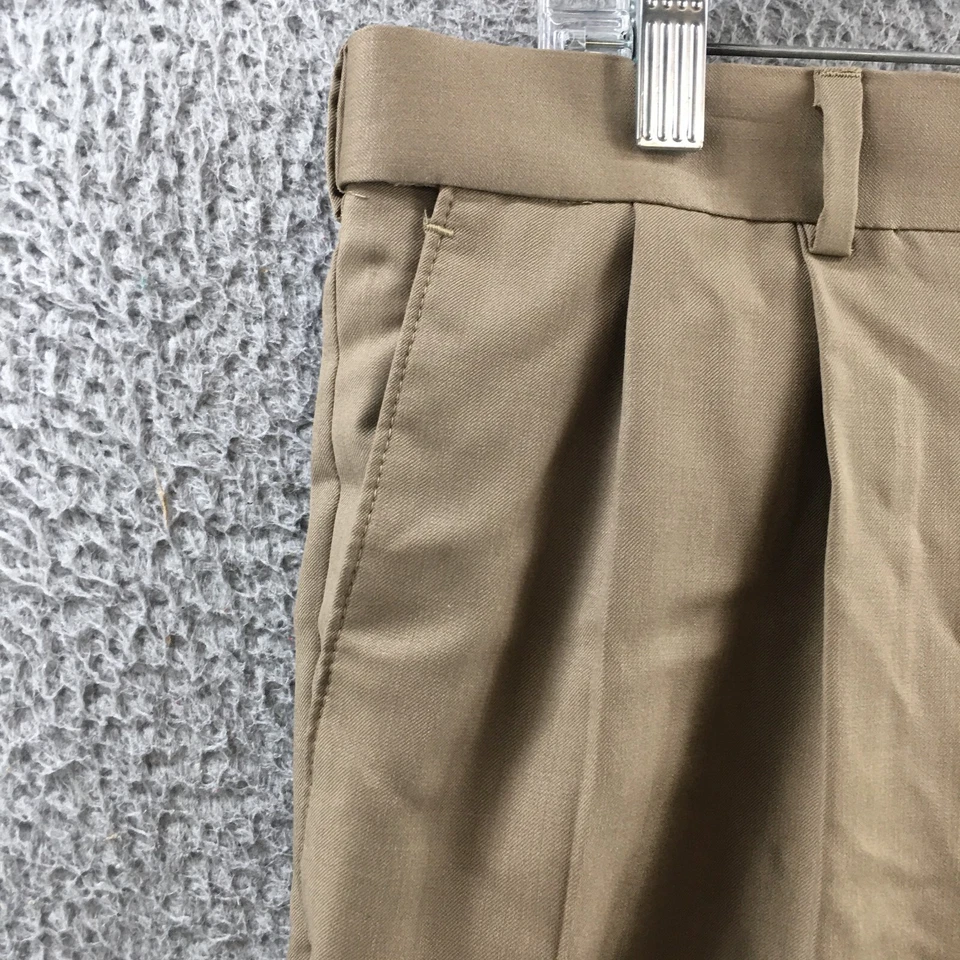 Pantalones de vestir Club Room para hombre 34 (actual 34X31) beige plisado tiro alto cremallera mosca NUEVO Foto 3 de 4