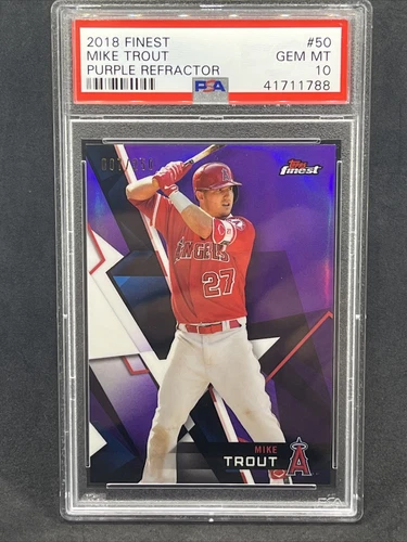 2018 Finest Mike Trout Purple Refractor # 007/250 PSA 10 Gem Mint Angels