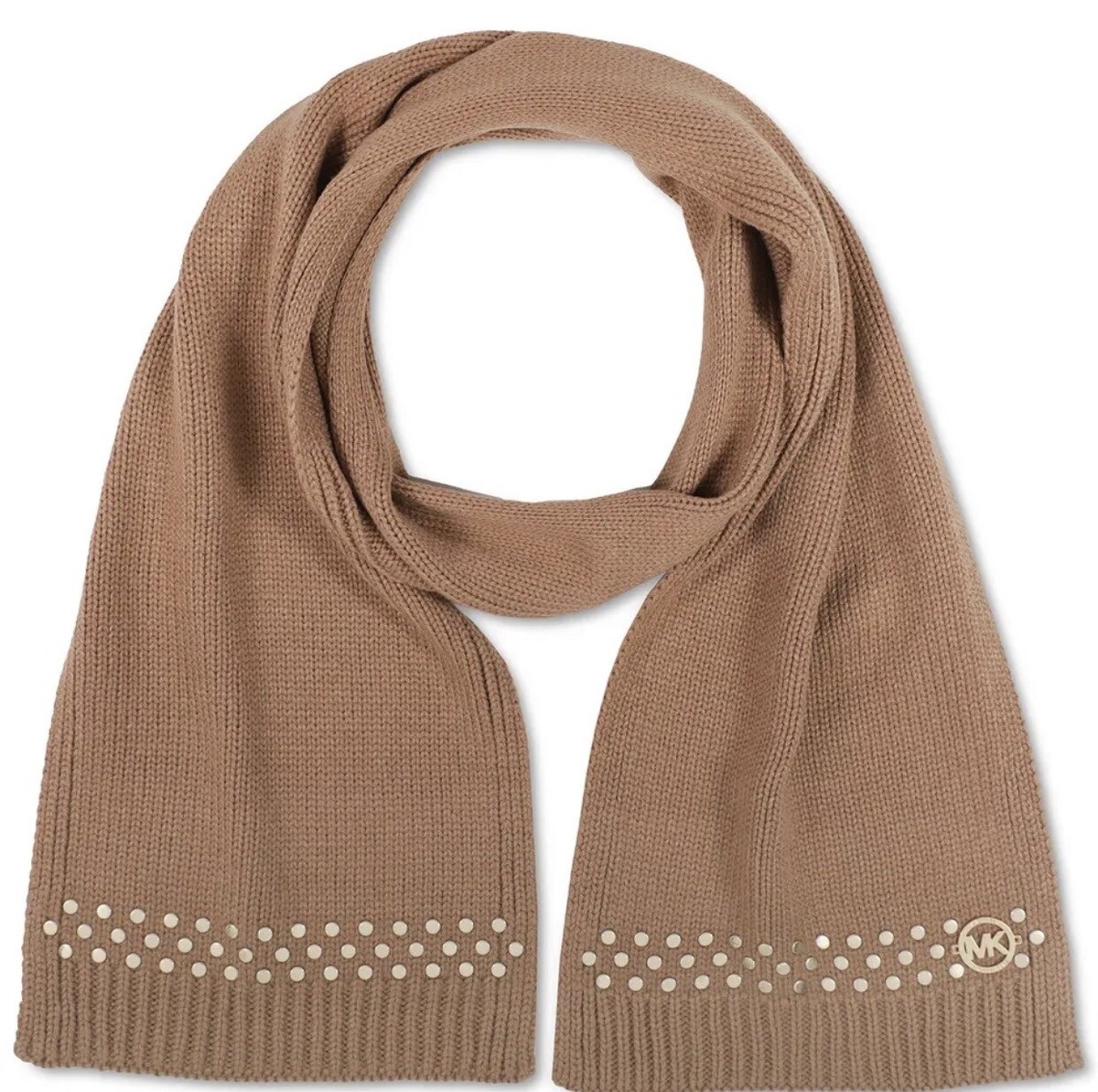 Michael Kors Studded Ends Scarf Dark Camel One Size Retail $68 New