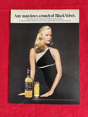 Vintage 1974 Print Ad Black Velvet Canadian Whiskey Advertisement