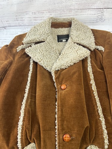 Vintage Sears Sherpa Lined Corduroy Jacket Coat 40L Western Rancher - Picture 10 of 20