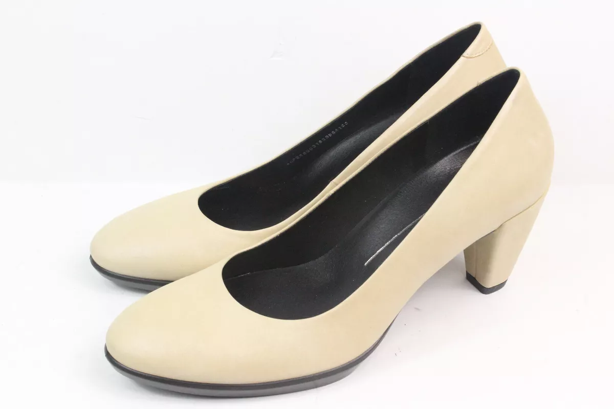 ECCO 75 Block Heel Dress Pump Shoes Beige Size 41 US 9.5 | eBay