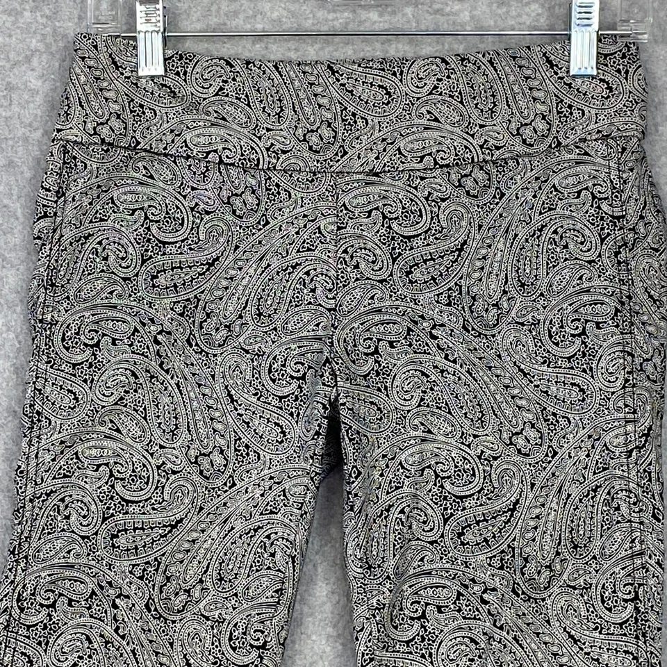 New York & Co Pants Womens S Gray Black Paisley Pull On Ankle Mid Rise Stretch - Image 2 of 4