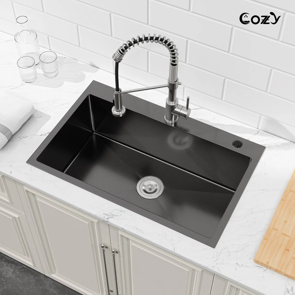 Cozy n Bath 30x19 inch overmount kitchen sink with accessors and drain - Image 2 of 4