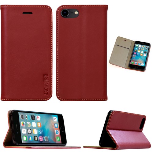 Echt Leder Schutzhülle für Apple / Samsung Smartphone Tasche Cover Handy rot - Picture 12 of 12