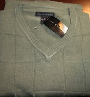 Via Europa Green Pasture V-neck Mens Knit Sweater L D-384 Via Europa Green Pasture V-neck Mens Knit Sweater L D-384