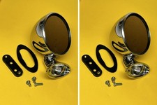 4 Bullet Mirrors X 2 Door Or Guard Mounr Stainless Steel Chrome Aaa-1468