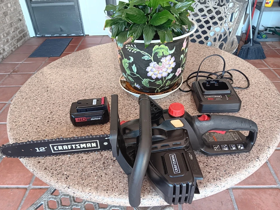 Craftsman 12 英寸链锯 40 伏铁杆锂电池和充电器原装 DIY 所有者 — 第 3/3 张图片